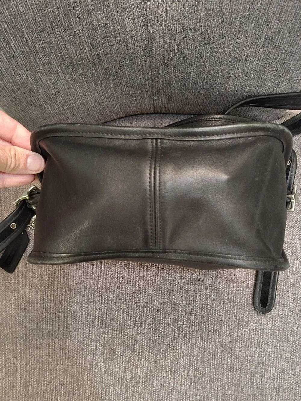 Coach Black Leather Shoulder Bag with Adjustable Strap